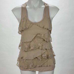 Eyeshadow Floral Lace Ruffled Racer‎ Back Tank Top